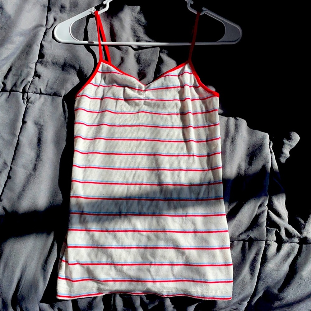 Red White and Blue Stripped Cinched Tank